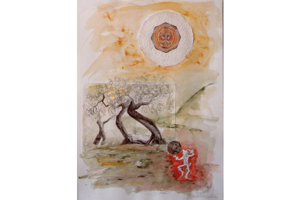 CALACEITE MAGICO I<br>1994, 70x50cm<br>collage y acrílico s/papel