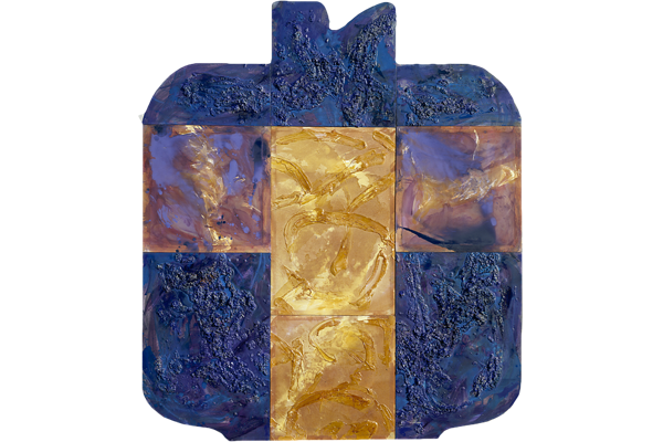 SIN TITULO<br>1991, 175x150cm<br>técnica mixa s/madera y tela transparente<br>Col. Carmen y Gonzalo Gutiérrez
