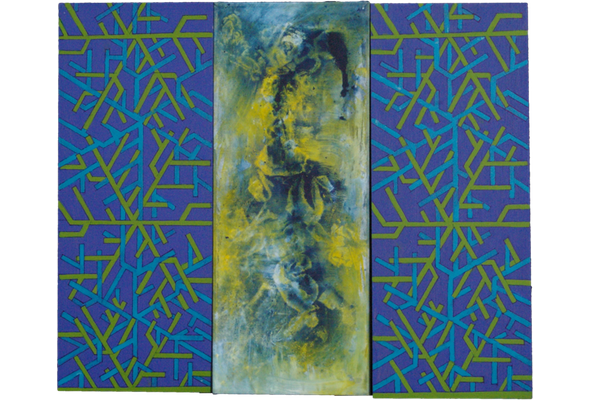 ONDAS DE LUZ 3<br>2013, 50x60cm<br>Óleo s/madera y tela transparente