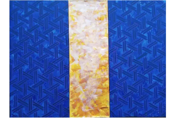 ONDAS DE LUZ 17<br>2014, 60x80cm<br>Óleo s/madera y tela transparente